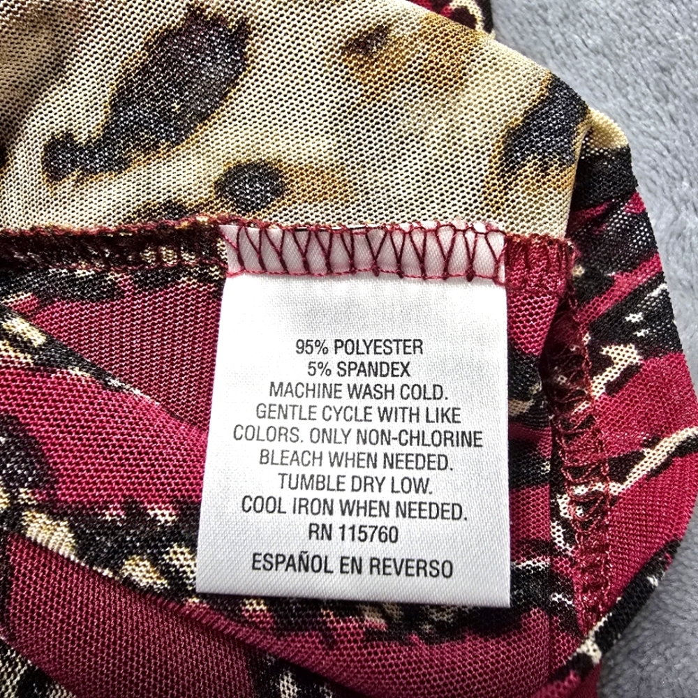 2/$30 H&M Sheer Snake Print Zip Front Womens Blouse Size M Office Siren - Picture 11 of 13